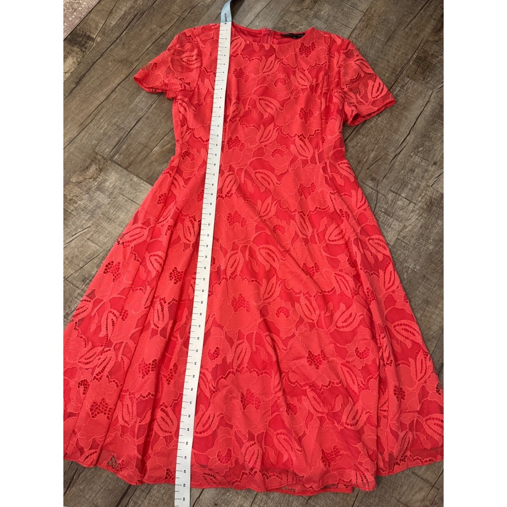 Preston & York Womens Coral Pink Floral Lace Short Sleeve Midi A-Line Dress 10 - Picture 7 of 10